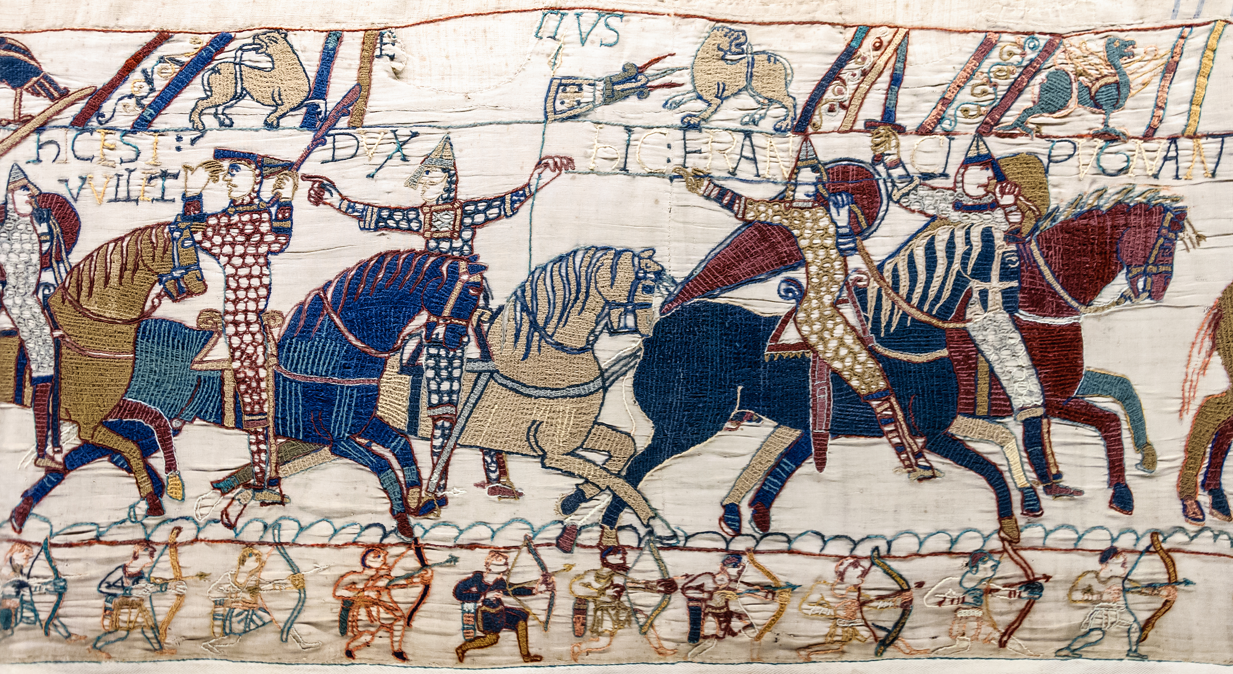 Tapisserie de Bayeux - Scène 55 : le duc Guillaume se fait reconnaître.