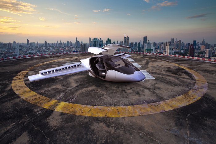 The electric aircraft under development by ESA BIC Bavaria start-up Lilium needs only an open flat area of about 15x15 m for vertical takeoff and landing. The environmentally friendly aircraft is planned to be available from 2018. (sorce: ESA)