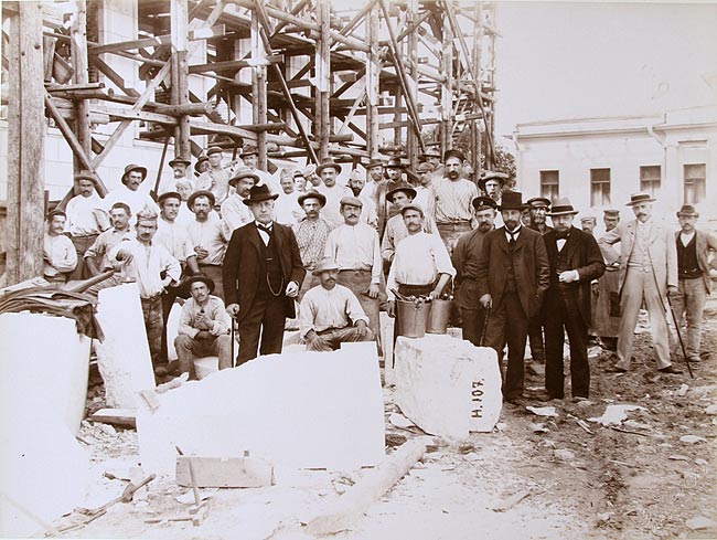 Yu.S.Nechaev-Maltsov between the Italian marble during the construction of the Museum June 2, 1901 Photo K.A.Fishera.