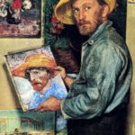 B1 – Fotogramma del film su Van Gogh del 1956 , con l’ attore e un Autoritratto del 1887