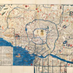 Ancient map of old japanese capital Edo Tokyo